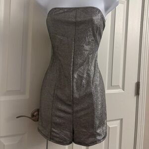 Dolls Kill Silver Strapless Romper